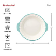 KitchenAid Stoneware Pie Dish, 9 Inch, Aqua Sky
