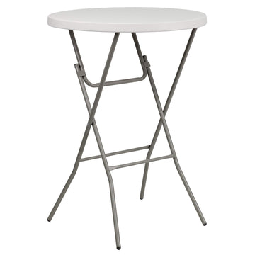 2.63 ft Plastic Round Folding Bar Table by Flash Furniture – 32" Round, Plastic, Metal, Plastic: Polyethylene, Granite White, Model RB-32RB-BAR-GW-GG