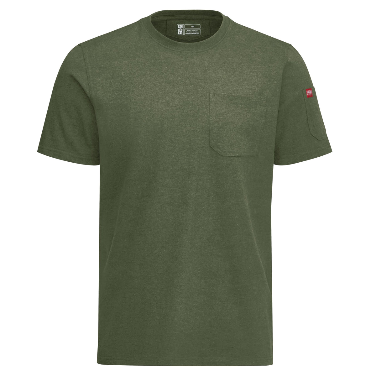 Men's Short Sleeve Heavyweight Slim Fit Cotton T-Shirt by Red Kap – Cotton, Heather Dark Forest, Model S5K6HD SS S