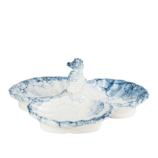 Tidal Drift Coastal Serveware (Seahorse Serving Caddy) by 10 Strawberry Street – Seahorse Serving Caddy, Ceramic, Tidal Drift Blue, Model BC-SERVING
