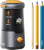 Steelite Electric Pencil Sharpener, Fully Automatic Pencil Sharpener Kids | Rechargeable Hands-Free Pencil Sharpener with 5 Adjustable Settings, Auto In & Out, No.2 & Colored Pencils, School Classroom