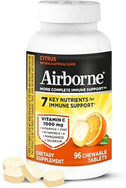 Airborne Vitamin C 1000mg (per Serving) - Citrus Chewable Tablets (96 Count in a Box) - Packaging May Vary (Pack of 12)