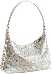 Chinese Women'S Retro Handbag Blue Feathers Purse Intangible Heritage Bag