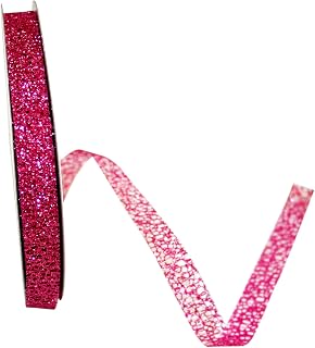 Reliant Ribbon Glitter Web Mesh Ribbon, 5/8 Inch X 25 Yards, Fuchsia