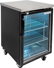 MBB-1D-27-G-X 23 1/2" Bar Refrigerator - 1 Swinging Glass Door, Black, 115v