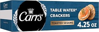 Carr's Table Water Crackers, Baked Snack Crackers, Party Snacks, Toasted Sesame, 4.5oz Box (1 Box)