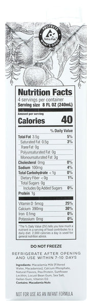 Milk Macadamia Unsweetned by Milkadamia – 32 Fl Oz (Pack of 1), Model 0858045004299