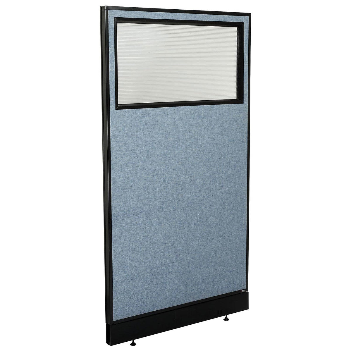 36-1/4"W x 64" H Office Partition Panel with Partial Window & Raceway by Global Industrial – Alloy Steel, Blue, Model 694691WNBL