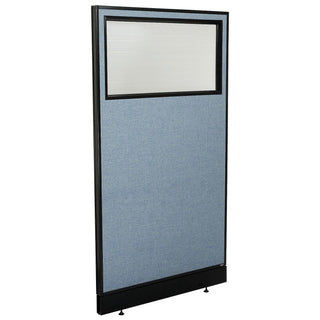 36-1/4"W x 64" H Office Partition Panel with Partial Window & Raceway by Global Industrial – Alloy Steel, Blue, Model 694691WNBL