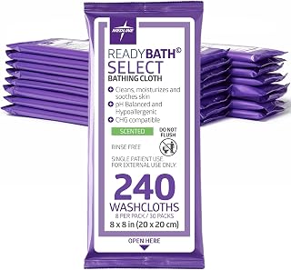 Medline ReadyBath SELECT Body Cleansing Cloth Wipes, Hypoallergenic & Scented, 8 Count Pack, White, (Pack of 30)