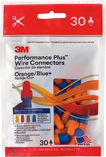 3M Performance Plus Wire Connector, O/B+, Wire Range:2#22-3#12, Bag of 30 | Orange/Blue Connectors, ELEC-O/B+-30