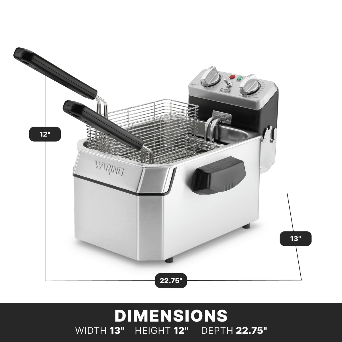 Deep Fryer with 10 lb Capacity by Waring – 10 Pound Capacity - 120V, Stainless Steel, Silver, Model WDF1000BD