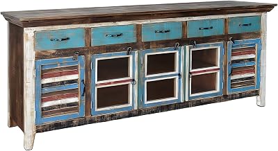 Starlight Canyon Home Solid Wood Sideboard with Shutter Doors, Buffet Cabinet with Storage, Credenza Sideboard Buffet for Living Room, Multi-Color