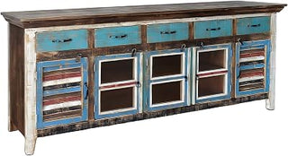 Starlight Canyon Home Solid Wood Sideboard with Shutter Doors, Buffet Cabinet with Storage, Credenza Sideboard Buffet for Living Room, Multi-Color