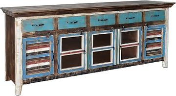 Starlight Canyon Home Solid Wood Sideboard with Shutter Doors, Buffet Cabinet with Storage, Credenza Sideboard Buffet for Living Room, Multi-Color
