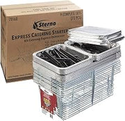 Sterno Express Catering Buffet Set, 72 Piece | 9 complete buffet stations each including wire rack, water pan, 2 half-size food pans, 2 lids, 1 spoon, and 1 tong