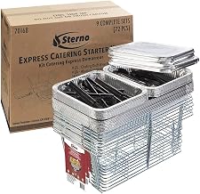 Sterno Express Catering Buffet Set, 72 Piece | 9 complete buffet stations each including wire rack, water pan, 2 half-size food pans, 2 lids, 1 spoon, and 1 tong