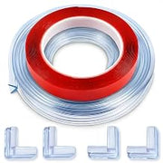 10ft Sharp Edge Protector Strip, 4 Corner Guards, Removable | Table Corner Protectors & Bumpers for Furniture, Cabinets, Countertops; Clear Soft PVC, L-Shape; Thick Cushion; Peel & Stick