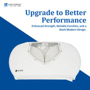 Summit Bath Tissue Dispenser by San Jamar – 9", Plastic, White/Clear, Model R4070WHCL