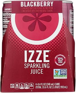 IZZE Fortified Sparkling Juice, Blackberry, 8.4 oz Can, 24/Carton 15023 (DMi CT
