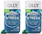 OLLY Ultra Strength Goodbye Stress Softgels, GABA, Ashwagandha, L-Theanine and Lemon Balm, Stress Relief Supplement - 60 Count (Pack of 2)