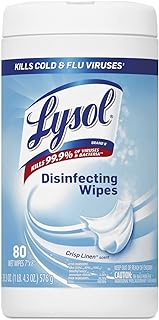 LYSOL 89346CT Disinfecting Wipes, Crisp Linen Scent, 7 x 8, 80/Canister, 6 Canister/Carton