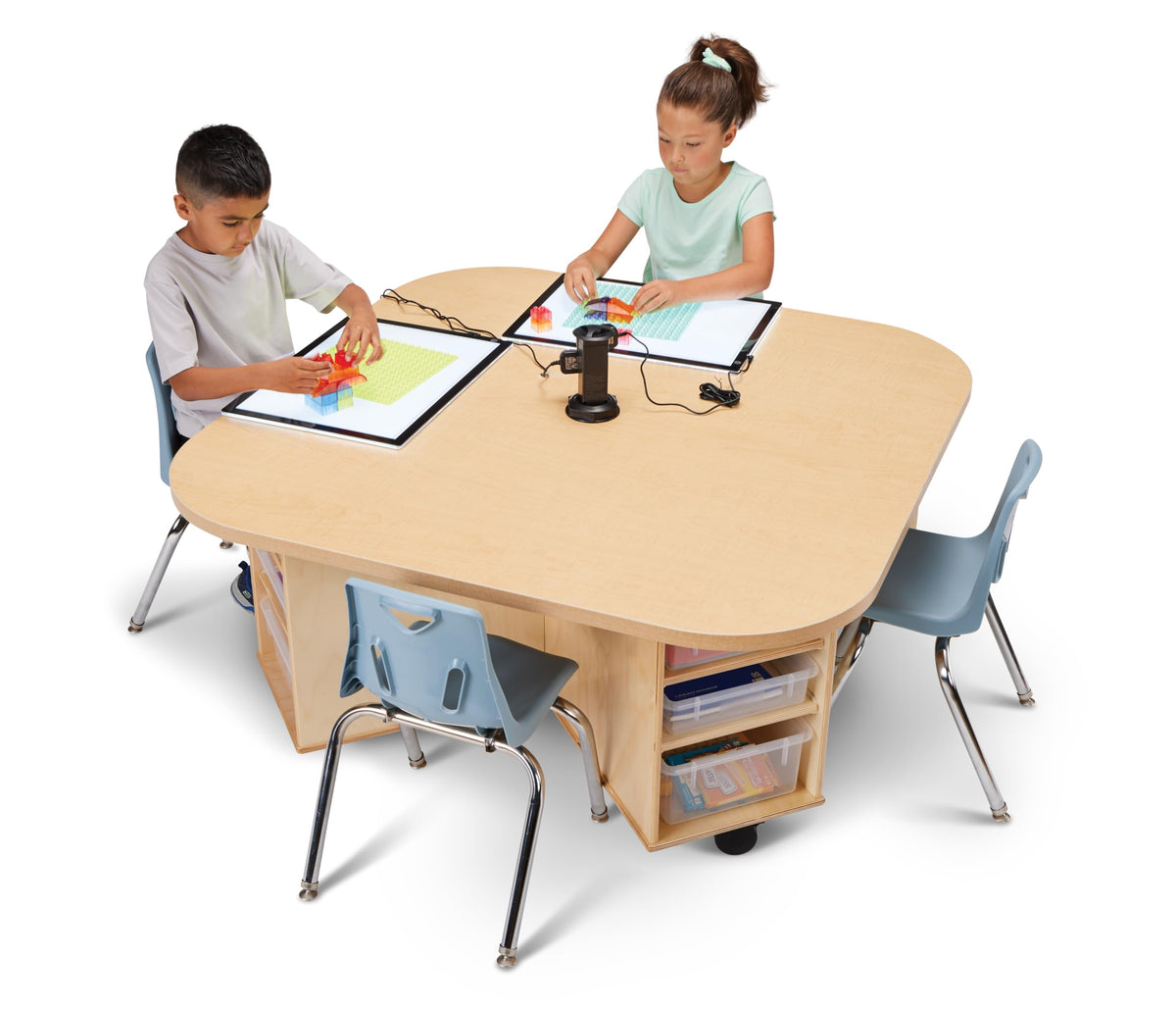 Innovate STEAM Table by Jonti-Craft – 48" W x 48" D x 22.5" H, Wood, Model 6281JC251