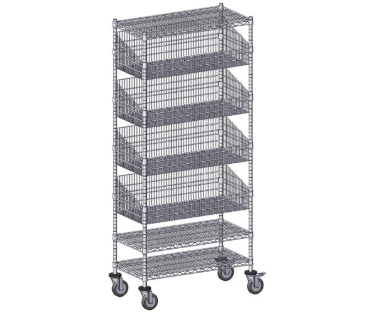 QUANTUM STORAGE SYSTEMS Chrome / 80" H x 24" W x 18" D / Chrome Solid Wire 4B 3S & IM Storage Racks