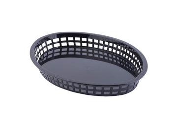 Texas Black Oval Platter Basket by Tablecraft – Large, Black, Pack of 36, Model 1086BK