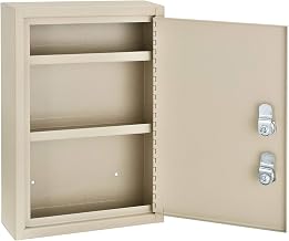 Global Industrial Medical Security Cabinet, 8" W x 2-5/8"D x 12-1/8"H, Dual Key Locks, Beige