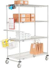 Nexel Chrome Curbside Wire Truck w/4 Shelves & Polyurethane Casters, 60" L x 18" W x 69" H