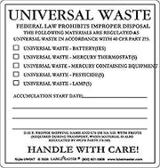 Labelmaster UW05T Universal Waste Label, Paper Stock (Pack of 100)
