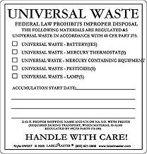 Labelmaster UW05T Universal Waste Label, Paper Stock (Pack of 100)