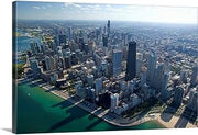 Aerial view of a city Oak Street Beach Lake Michigan Chicago Cook County Il