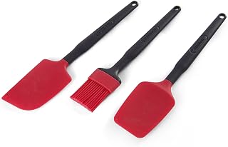 Farberware Spatula and Basting Brush Set, 3-Piece Kitchen Utensils Set with Spoon Spatula, Scraper Spatula, and Basting Brush - Dishwasher Safe Cooking and Baking Tools