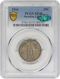 1916 P Standing Liberty Quarter, CAC Verified PCGS EF45