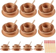 NOLITOY 10Sets Rice Husk Disposable Party Dinnerware Plates Bowls Cups Spoons for Events and Gatherings No Clean Up Needed Safe Material