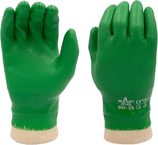 SHOWA 600 Fully Coated PVC Coated General Purpose Work Glove with Cotton Liner, Large (1 Pair)