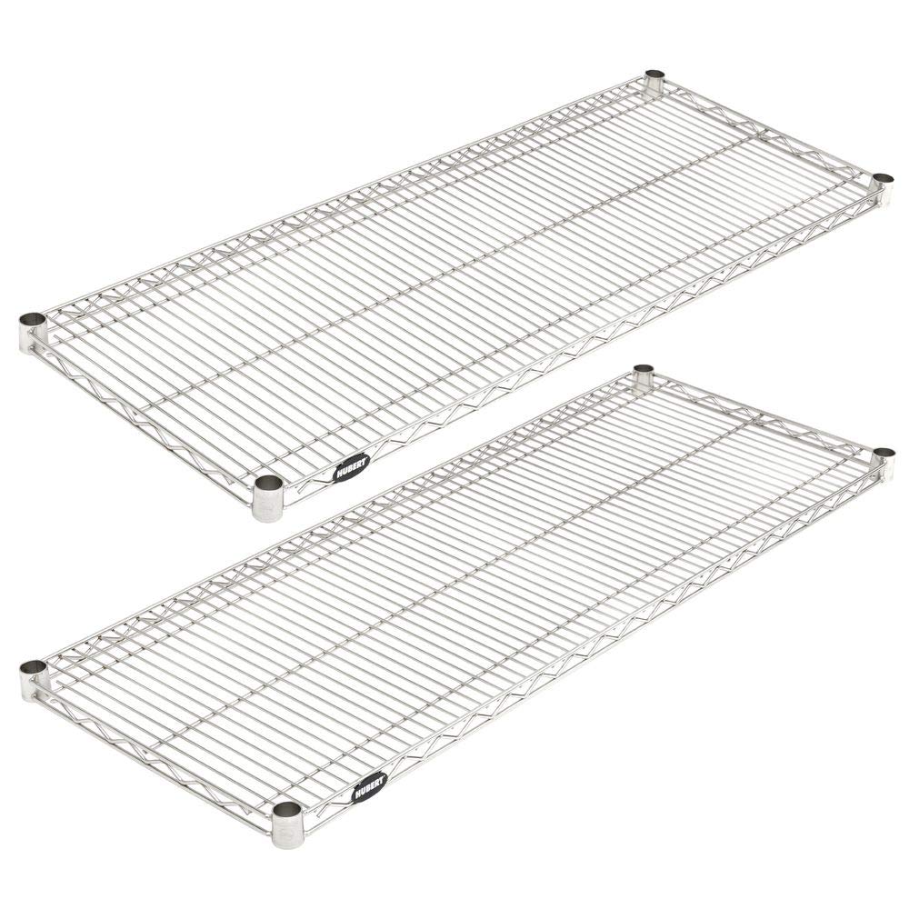 Soft Silver Wire Shelf Pack - 48" L x 18" D x 1" H by HUBERT – Alloy Steel, Silver, Pack of 2, Model A1848-TA
