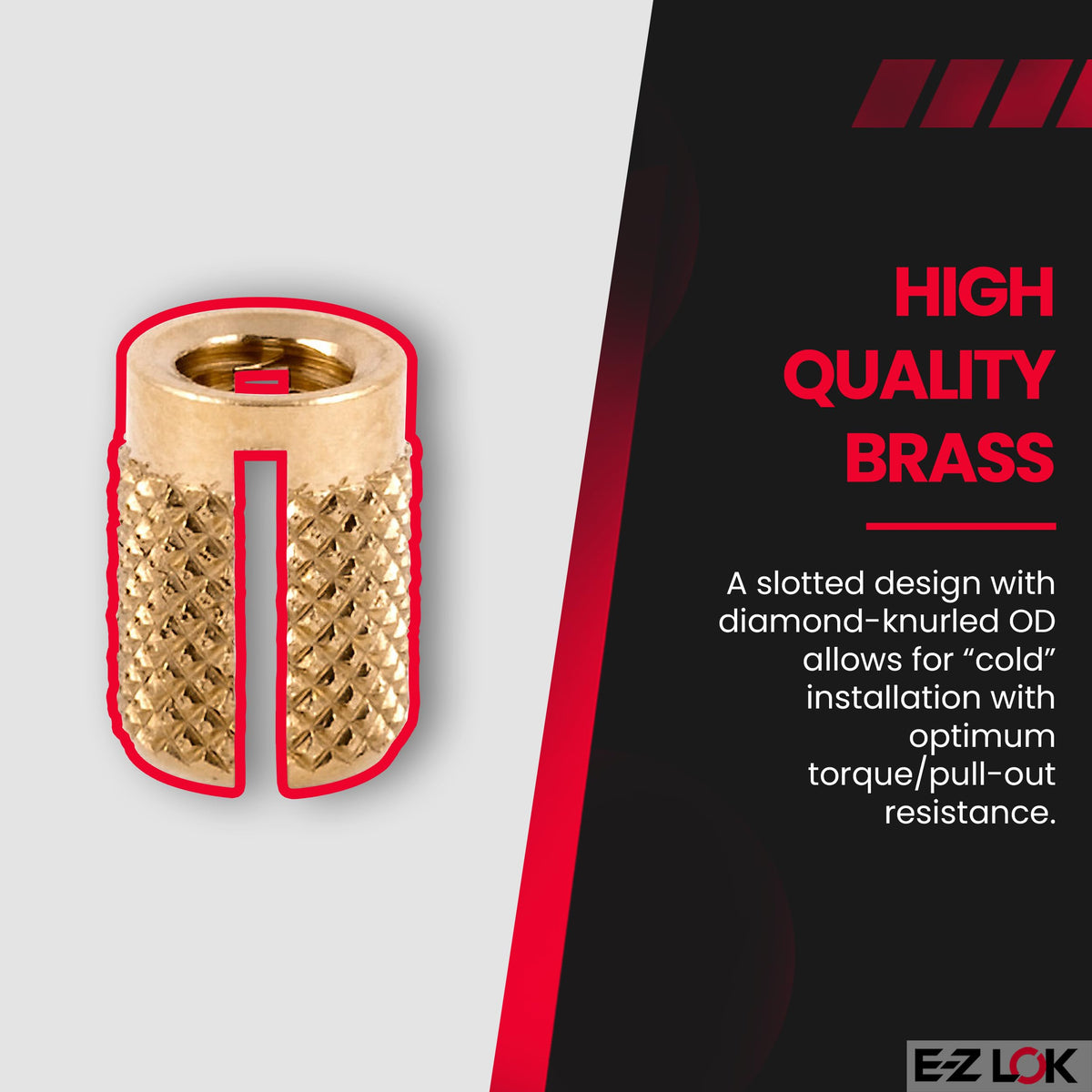 E-Z LOK 10-24 Pack of 25 / 10-24 / Gold Press-In Inserts