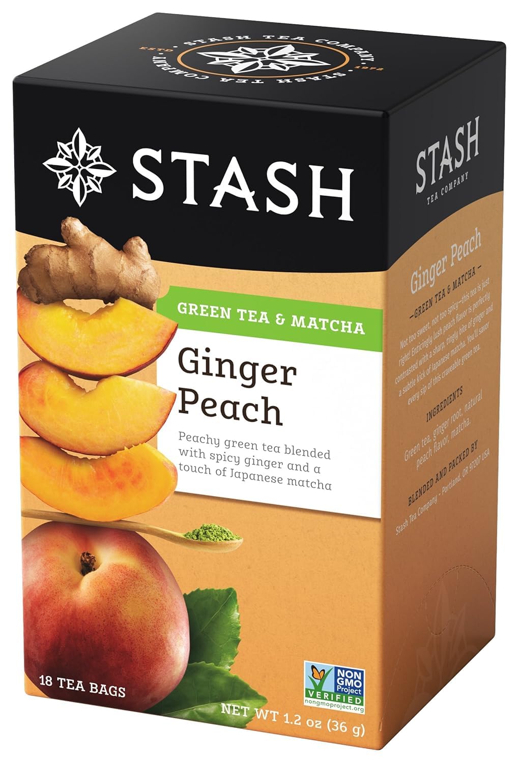 Tea Green Tea by Stash – 18 Count (Pack of 1), Ginger Peach, Model 814970