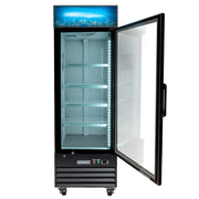 27 1/8" One Section Display Freezer by MOTAK – 30.31x30.71x87.01, In Description, Black, Model MGD-1DF-27-X