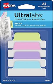 Avery Margin Ultra Tabs®, 2.5" x 1" Repositionable, 1728 Tabs