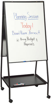 Wheasel, Double Sided Magnetic Dry Erase Porcelain Steel Whiteboard Easel, 65"H x 28.75"W x 27"D () by Best-Rite – 29"W x 31"H, Multi, White/Black