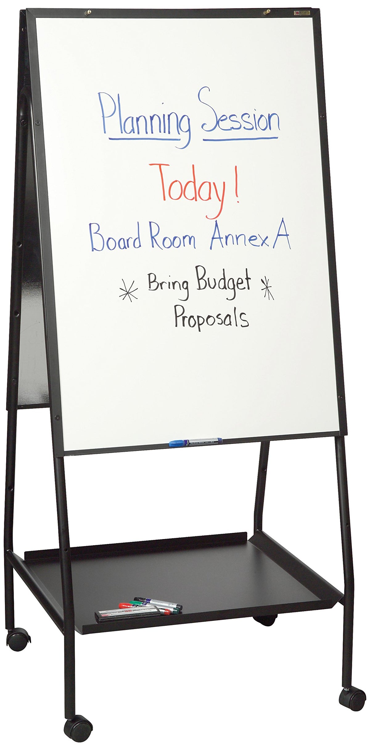 Wheasel, Double Sided Magnetic Dry Erase Porcelain Steel Whiteboard Easel, 65"H x 28.75"W x 27"D () by Best-Rite – 29"W x 31"H, Multi, White/Black