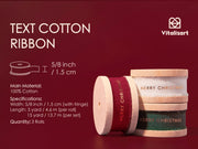 Vitalizart Christmas Ribbon, 5/8 Inch Cotton Frayed Fringe, Merry Christmas Mixed Color