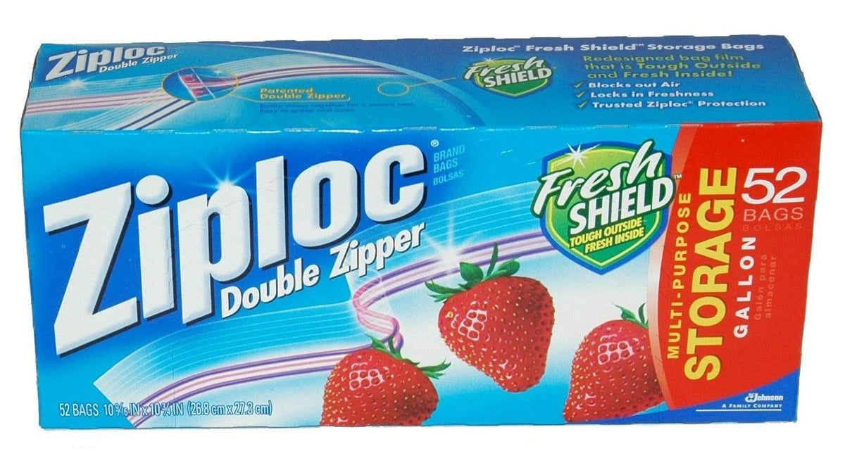 Double Zipper Storage Bags - Gallon by Ziploc – 52 count, 52.0 quarts, clear