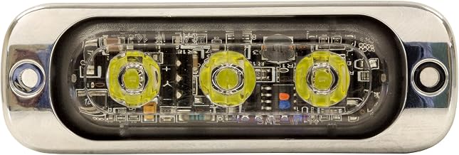 Buyers Products 8892301 3.5" Thin LED Strobe Light, Clear Warning Light W/Aluminum Housing, 12 Flash Patterns, 3 LEDs, Truck Warning Lights, Warning Beacon for Work Trucks