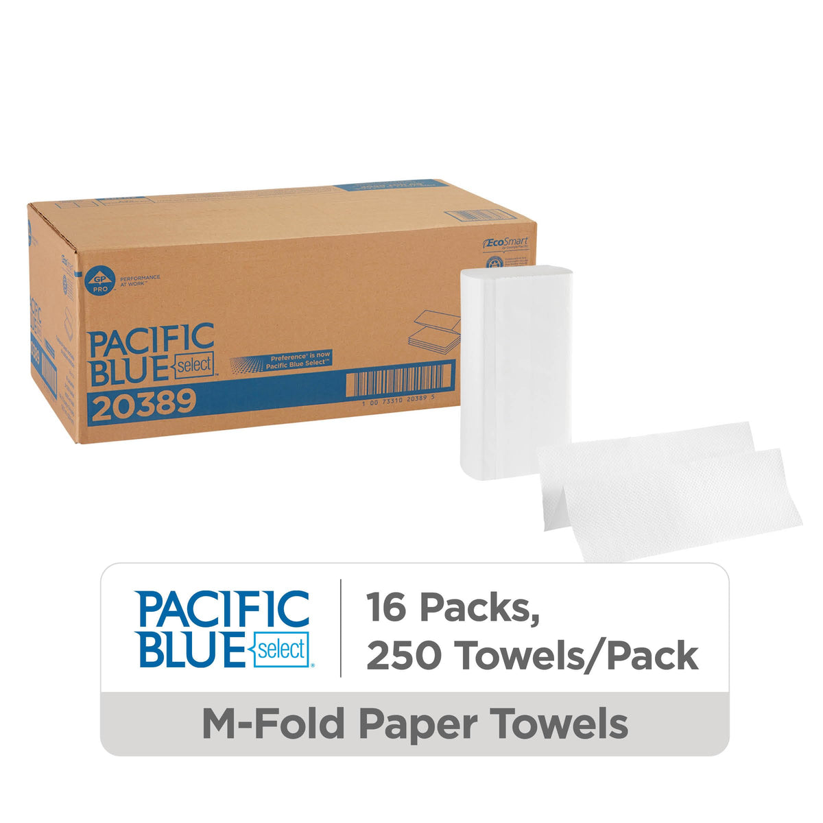 Georgia-Pacific Pacific Blue Select Multifold Paper Towels by GP PRO (Georgia-Pacific) – 20389, 250 Paper Towels Per Pack, 16 Packs Per Case