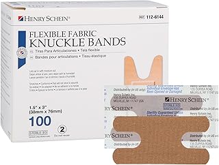 Henry Schein Fabric Adhesive Knuckle Bandages 1.5" x 3", Sterile, 100 Ct